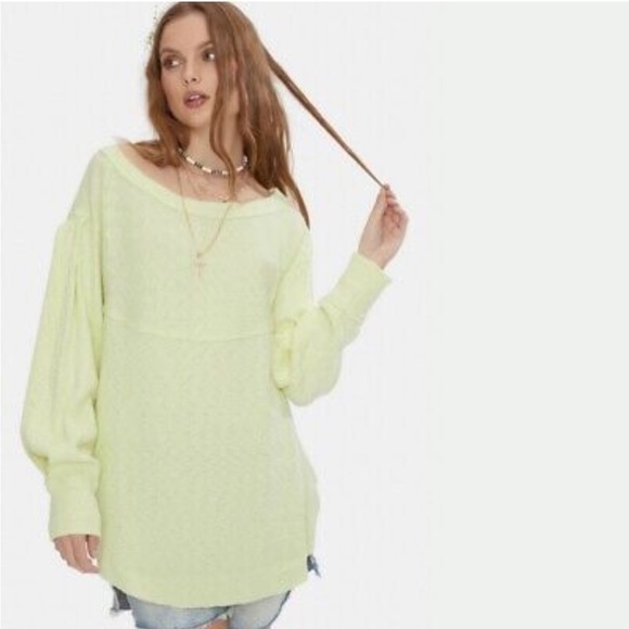 Free People OG Thermal Pullover Long Sleeve Tunic Glow Party Size XS NWT - Picture 3 of 9